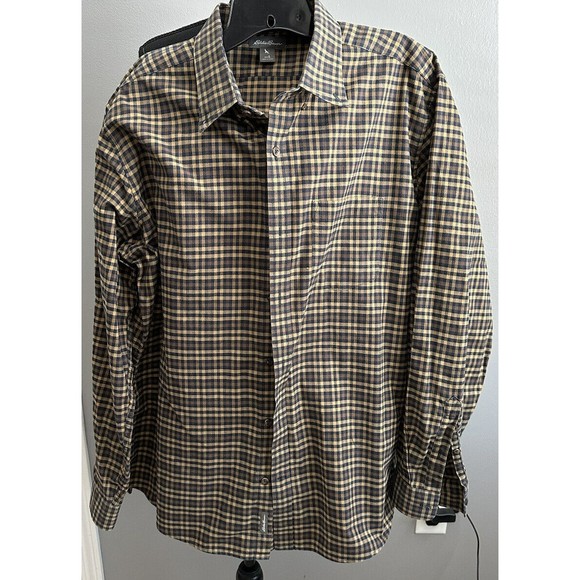 Eddie Bauer Mens L Relaxed Fit Long Sleeve Plaid Button Down Flannel Shirt EUC - Picture 2 of 6
